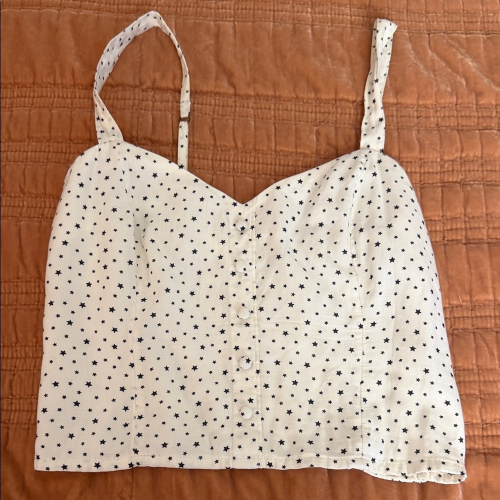 Abercrombie and Fitch Star Print Spaghetti Strap Crop Top sz S‎